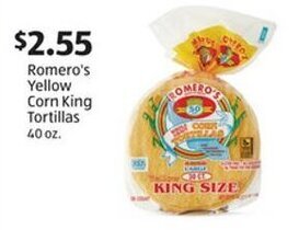 Aldi Romero's Yellow Corn King Tortillas offer
