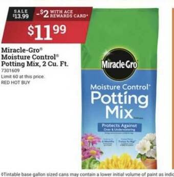 Ace Hardware Miracle-Gro® Moisture Control® Potting Mix 2 Cu. Ft. offer