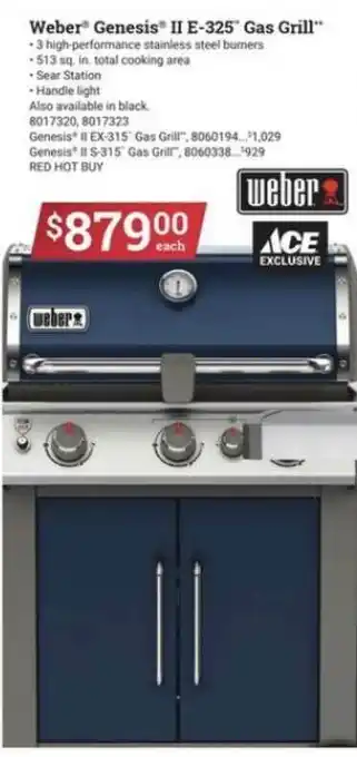 Ace Hardware Weber® Genesis® II E-325 Gas Grill™ offer