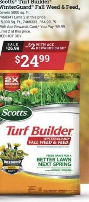 Ace Hardware Scotts® Turf Builder® WinterGuard® Fall Weed & Feed offer