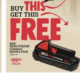 Ace Hardware M18™ Redlithium™ Compact Battery Pack offer