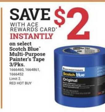 Ace Hardware Scotch Blue™ Multi-Purpose Painter's Tape 3 Pks. offer