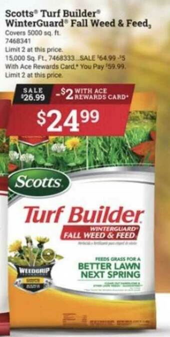 Ace Hardware Scotts® Turf Builder® WinterGuard® Fall Weed & Feed offer
