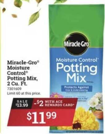 Ace Hardware Miracle-Gro® Moisture Control® Potting Mix 2 Cu. Ft. offer