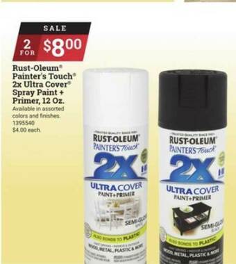 Ace Hardware Rust-Oleum® Painter's Touch® 2x Ultra Cover® Spray Paint + Primer 12 Oz. offer