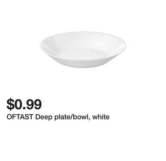 Ikea Oftast deep plate/bowl, white offer