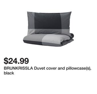 Ikea Brunkrissla duvet cover and pillowcase(s), black offer