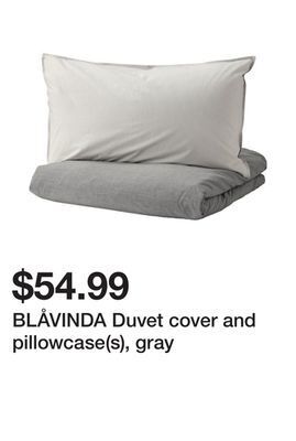 Ikea Blåvinda duvet cover and pillowcase(s), gray offer