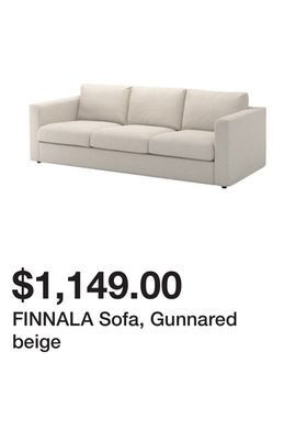 Ikea Finnala sofa, gunnared beige offer