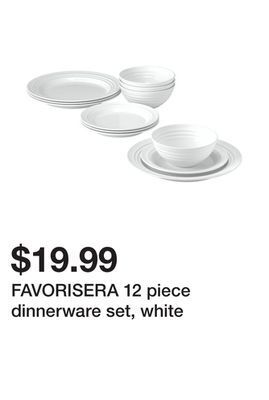 Ikea Favorisera 12 piece dinnerware set, white offer