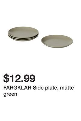 Ikea Färgklar side plate, matte green offer