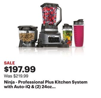 Best Buy Ninja - professional plus kitchen system with auto-iq & (2) 24oz single-serve cups - black/stainless steel offer