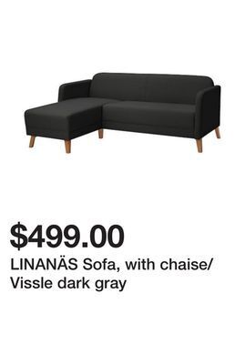 Ikea Linanäs sofa, with chaise/vissle dark gray offer