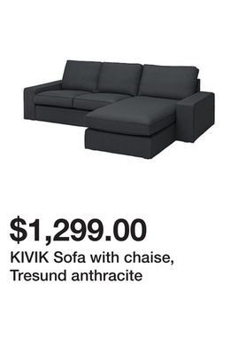 Ikea Kivik sofa with chaise, tresund anthracite offer