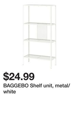 Ikea Baggebo shelf unit, metal/white offer