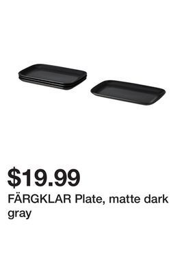 Ikea Färgklar plate, matte dark gray offer