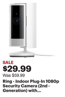 Best Buy Ring - indoor plug-in 1080p security camera (2nd - generation) with privacy cover - white offer