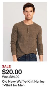 Old Navy Old navy waffle-knit henley t-shirt for men offer