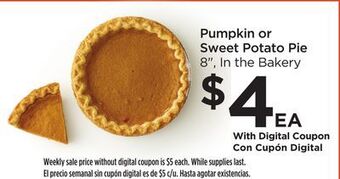 Food 4 Less Pumpkin or sweet potato pie offer