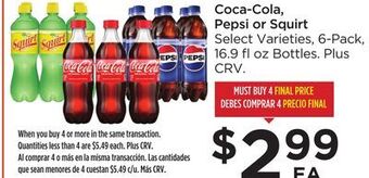 Food 4 Less Coca-cola, pepsi or squirt offer