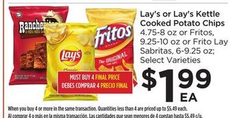 Food 4 Less Lay's or lay's kettle cooked potato chips offer