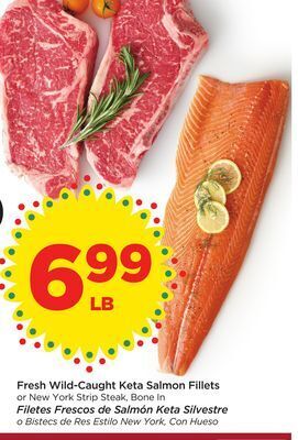 Food 4 Less Fresh wild-caught keta salmon fillets offer