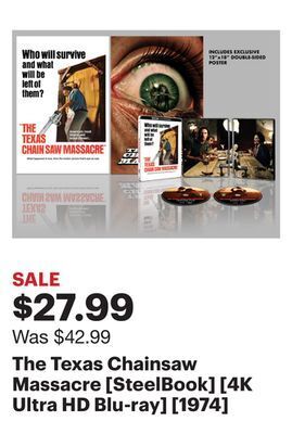Best Buy The texas chainsaw massacre [steelbook] [4k ultra hd blu-ray] [1974] offer