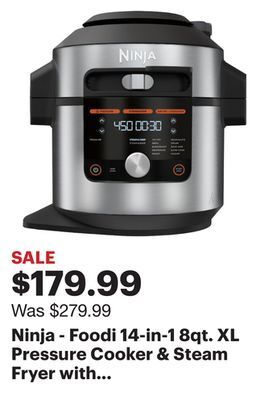 Best Buy Ninja - foodi 14-in-1 8qt. xl pressure cooker & steam fryer with smartlid - stainless/black offer