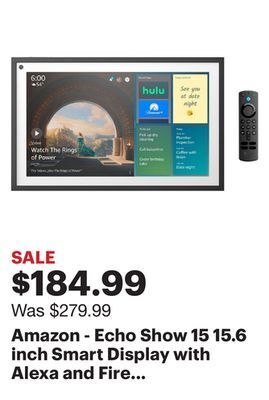 Best Buy Amazon - echo show 15 15.6 inch smart display with alexa and fire tv - black offer