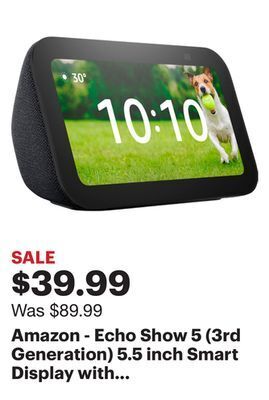 Best Buy Amazon - echo show 5 (3rd generation) 5.5 inch smart display with alexa - charcoal offer