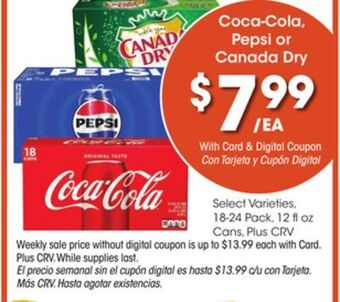 Ralphs Coca-cola, pepsi or canada dry offer