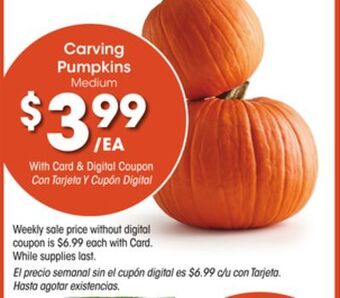 Ralphs Carving pumpkins offer
