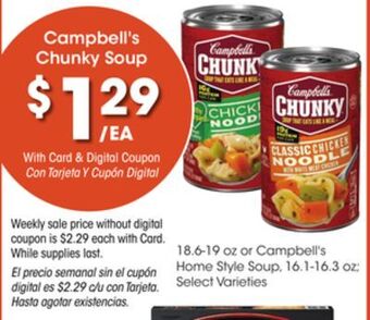 Ralphs Campbell's chunky soup offer