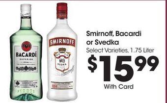 Ralphs Smirnoff, bacardi or svedka offer