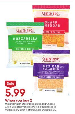 Stater Bros Stater bros. shredded cheese offer