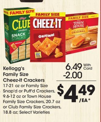 Ralphs Kellogg's family size cheez-it crackers offer