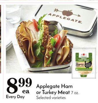 Pavilions Applegate ham or turkey meat offer