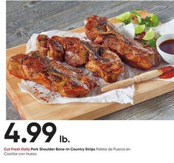 Stater Bros Pork shoulder bone-in country strips offer
