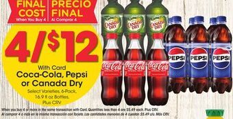 Ralphs Coca-cola, pepsi or canada dry offer