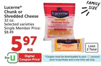 Albertsons Lucerne chunk or shredded cheese offer