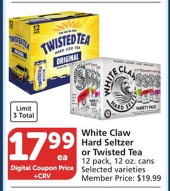 Albertsons White claw hard seltzer or twisted tea offer