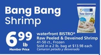 Albertsons Waterfront bistro raw peeled & deveined shrimp offer
