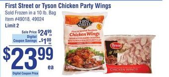 Smart & Final First street or tyson chicken party wings offer