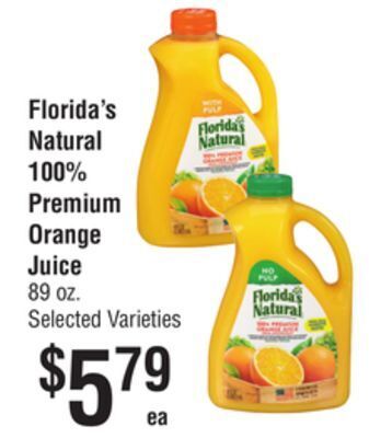 Smart & Final Florida's natural 100% premium orange juice offer