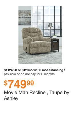 Movie man recliner, taupe by ashley