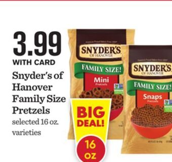 Mariano's Snyder's of hanover family size pretzels offer