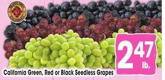 Jewel-Osco California green, red or black seedless grapes offer