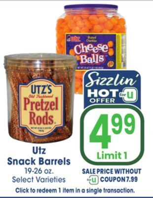 Jewel-Osco Utz snack barrels offer