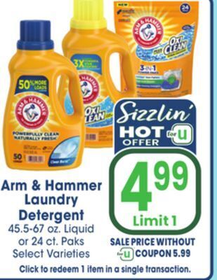 Jewel-Osco Arm & hammer laundry detergent offer