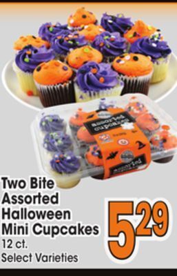 Jewel-Osco Two bite assorted halloween mini cupcakes offer